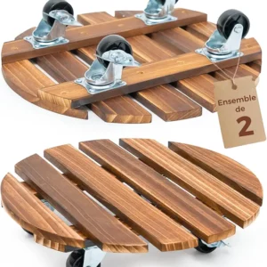 Lot de 2 Plateaux Roulants en Bois